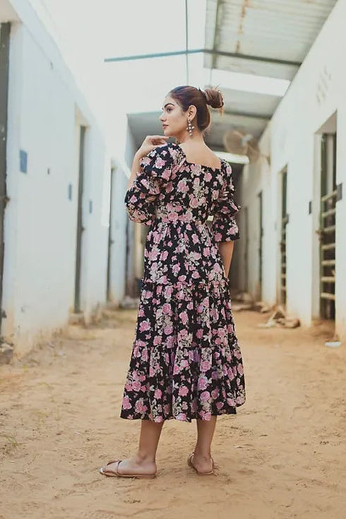 Sylvan Black Floral Dress